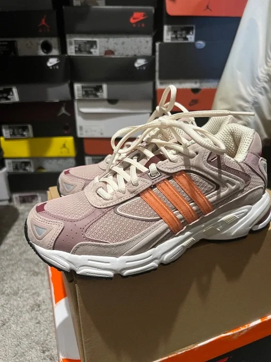 adidas Originals Women’s Beige and Orange Lace-Up Sneakers - Picture 5 of 9